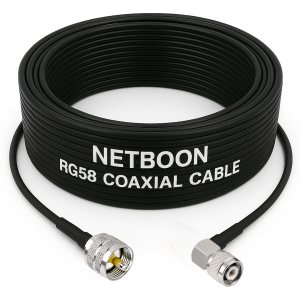 NETBOON RG58 Coaxial Cable Assembly with UHF Male to TNC Male Right Angle Connectors Flexible Low Loss RF Cable for Signal Transfer, Lab Testing, and Communication Equipment (10-METER) (1) NETBOON RG58 Coaxial Cable Assembly with UHF Male to TNC Male Right Angle Connectors | Flexible Low Loss RF Cable for Signal Transfer, Lab Testing, and Communication Equipment (10-METER)
