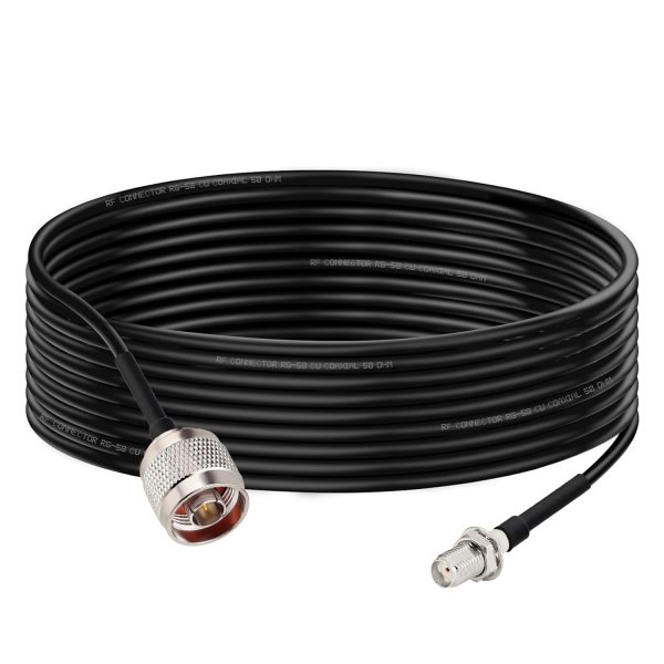 NETBOON RG58 Coaxial Cable Assembly – 50 Ohm N Male to SMA Female Connector, Low-Loss RF Jumper Cable for RF Test, Instrumentation, GPS, and Communication Equipment (Multiple Lengths)