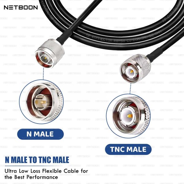 NETBOON RG58 Coaxial Cable Assembly – 50 Ohm N Male to TNC Male Connector, Low-Loss RF Jumper for Lab, Antennas, RF Test, and Communication Equipment (Multiple Lengths) (2) NETBOON RG58 Coaxial Cable Assembly – 50 Ohm N Male to TNC Male Connector, Low-Loss RF Jumper for Lab, Antennas, RF Test, and Communication Equipment (Multiple Lengths)