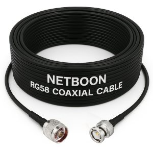 NETBOON RG58 Coaxial Cable Assembly – N Male to BNC Male Connector, 50 Ohm Low-Loss RF Jumper for Test Instruments, Signal Monitoring, and Communication Systems