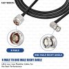 NETBOON RG58 Coaxial Cable Assembly – N Male to BNC Male Right Angle Connector, 50 Ohm Low-Loss RF Jumper (3) RG58 Coaxial Cable with N Male to BNC Male Right Angle Connector | 50 Ohm RF Cable for CCTV, Ham Radio, Wi-Fi, GPS, RF Equipment