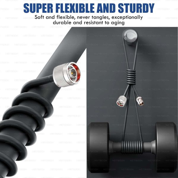 RG58 Coaxial Cable with N Male to TNC Female Connector | Low Loss 50 Ohm Flexible RF Jumper Cable for Antenna, WiFi Router, Ham Radio