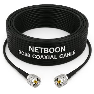 NETBOON RG58 Coaxial Cable Assembly – UHF Male to UHF Male Connectors, 50 Ohm RF Jumper Cable, Supports Frequencies up to 5 GHz for Test Benches, Communication Panels, and RF Systems