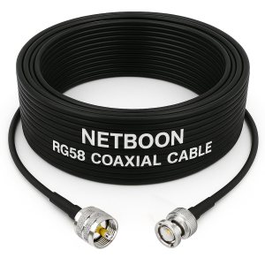 NETBOON RG58 Low Loss Coaxial Cable Assembly | UHF Male (PL-259) to BNC Male Connector | RF Jumper Cable for Ham Radio, CCTV, Signal Receiver, Wireless Systems