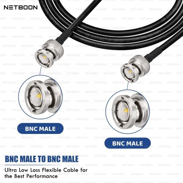 RG58 Low Loss Coaxial Cable | BNC Male to BNC Male Connector | High-Performance RF Signal Extension for Professional & Surveillance Applications
