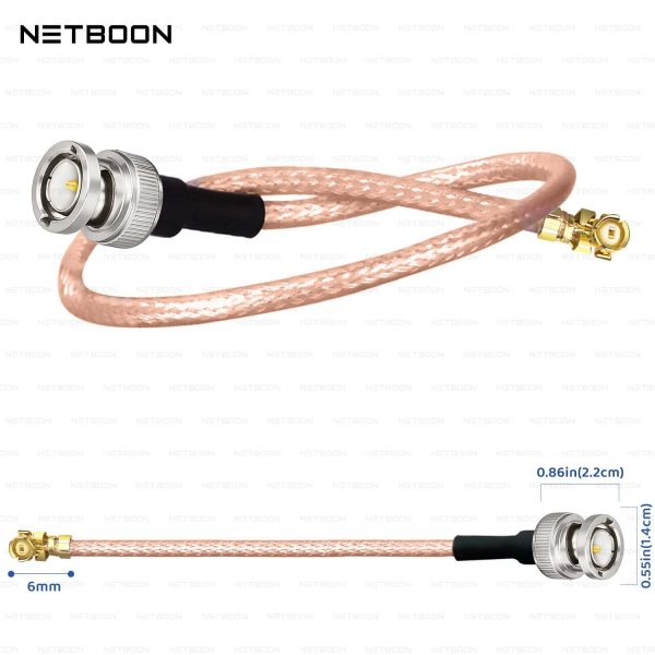 NETBOON RG178 Cable with UFL/IPEX to BNC Male Connector | Ultra-Thin Low Loss RF Cable for IoT, GPS, WiFi & Communication Devices