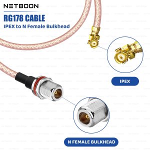NETBOON RG178 Coaxial Cable Assembly with N Female to IPEX/IPX/UFL Connector
