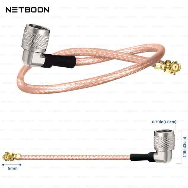 NETBOON RG178 Cable with UFL/IPEX to N Male Right Angle Connector | Ultra-Thin Low Loss RF Coaxial Cable for IoT, GPS, WiFi & Embedded Systems