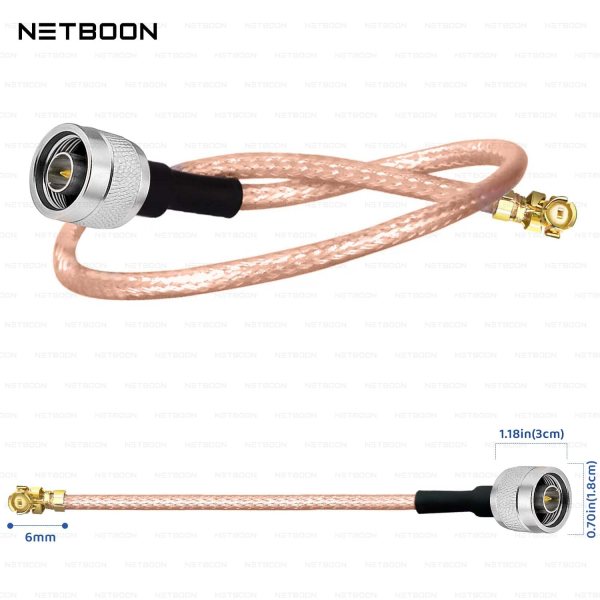 NETBOON RG178 Cable with UFL/IPEX to N Male Connector | Ultra-Thin Low Loss RF Coaxial Cable for IoT, WiFi, GPS & Communication Devices