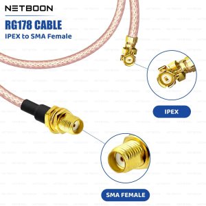 NETBOON RG178 Coaxial Cable Assembly with SMA Female to UFL/IPX/IPEX Connector | High Frequency Low Loss RF Pigtail Jumper Wire for Antenna, GPS, SDR, Wireless Routers and Modules