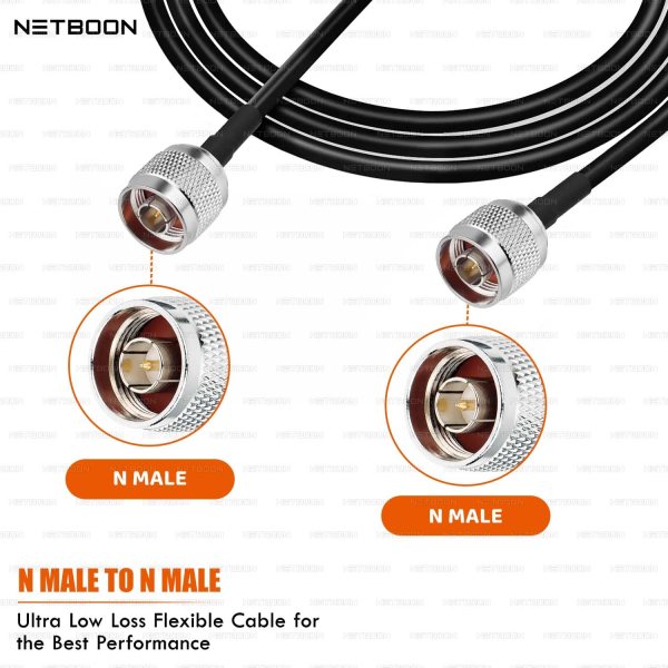HLF200 RF Coax Cable with N Male to N Male Connector Low Loss 50 Ohm Coaxial Cable (2) HLF200 RF Coax Cable with N Male to N Male Connector | Low Loss 50 Ohm Coaxial Cable