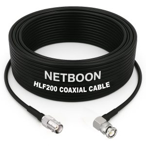 HLF200 RF Coaxial Cable with BNC Female to BNC Male Right Angle Connector 50 Ohm Low Loss Cable for CCTV, RF Testing, and Communication Devices