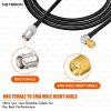 HLF200 RF Coaxial Cable with BNC Female to SMA Male Right Angle Connector Low Loss 50 Ohm Cable for RF Testing, CCTV, and Antenna Applications