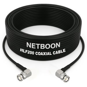 HLF200 RF Coaxial Cable with BNC Male Right Angle to BNC Male Right Angle Connector Space-Saving Design for CCTV, RF Testing & Video Broadcast