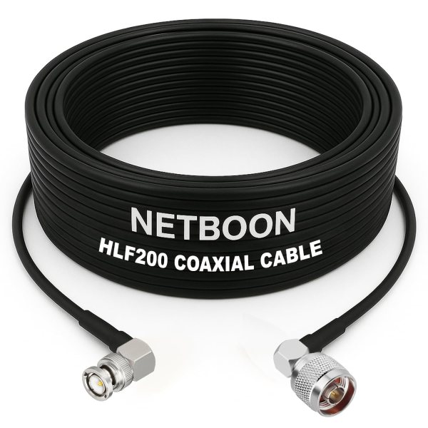 HLF200 RF Coaxial Cable with BNC Male Right Angle to N Male Right Angle Connector Compact RF Link for CCTV, Antenna & Communication Systems (1) HLF200 RF Coaxial Cable with BNC Male Right Angle to N Male Right Angle Connector Compact RF Link for CCTV, Antenna & Communication Systems