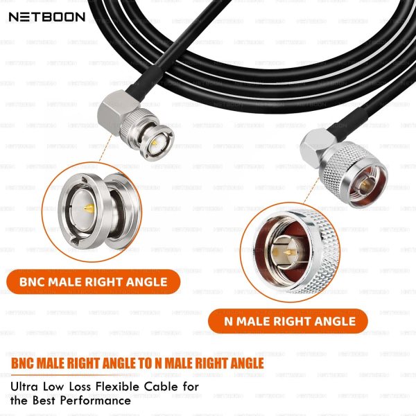 HLF200 RF Coaxial Cable with BNC Male Right Angle to N Male Right Angle Connector Compact RF Link for CCTV, Antenna & Communication Systems (2) HLF200 RF Coaxial Cable with BNC Male Right Angle to N Male Right Angle Connector | Compact RF Link for CCTV, Antenna & Communication Systems