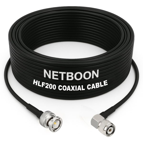 HLF200 RF Coaxial Cable with BNC Male to TNC Male Right Angle Connector Durable 50 Ohm RF Cable for Communication, Antenna & Test Bench Applications