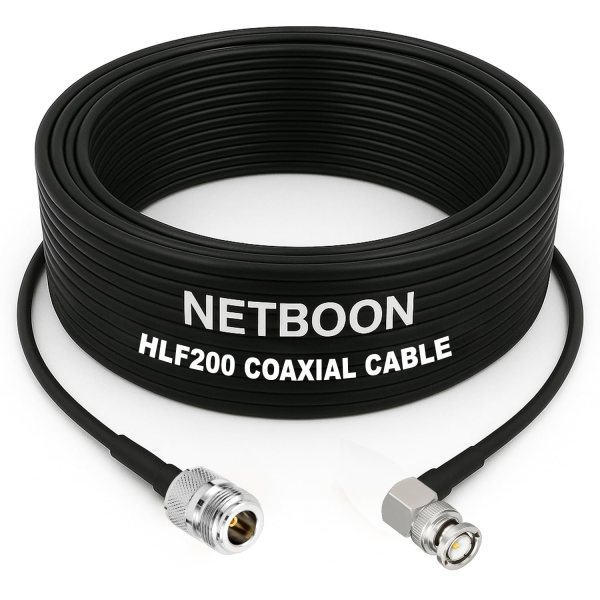 HLF200 RF Coaxial Cable with N Female to BNC Male Right Angle Connector Flexible Low-Loss Cable for Professional RF Installations (1) HLF200 RF Coaxial Cable with N Female to BNC Male Right Angle Connector Flexible Low-Loss Cable for Professional RF Installations