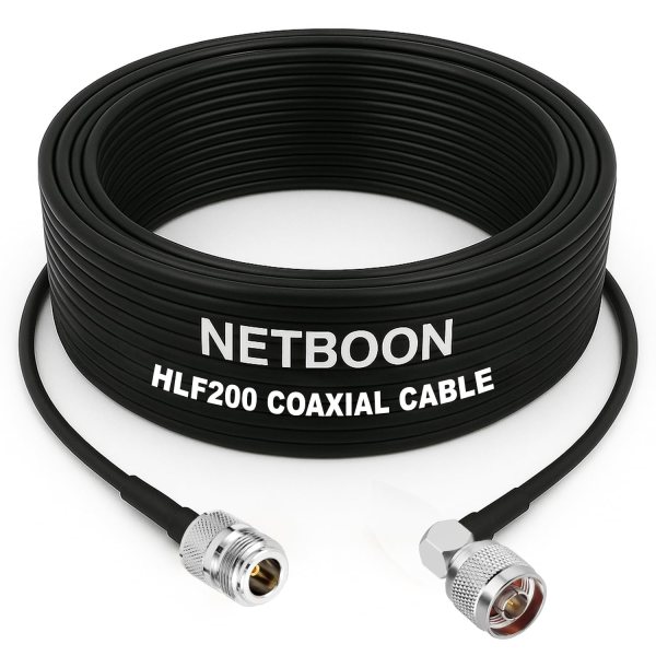 HLF200 RF Coaxial Cable with N Female to N Male Right Angle Connector Heavy-Duty RF Extension Cable for Antenna & Communication Systems (6) HLF200 RF Coaxial Cable with N Female to N Male Right Angle Connector Heavy-Duty RF Extension Cable for Antenna & Communication Systems