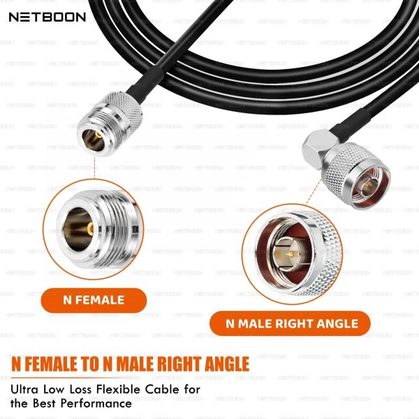 HLF200 RF Coaxial Cable with N Female to N Male Right Angle Connector Heavy-Duty RF Extension Cable for Antenna & Communication Systems (7) HLF200 RF Coaxial Cable with N Female to N Male Right Angle Connector | Heavy-Duty RF Extension Cable for Antenna & Communication Systems