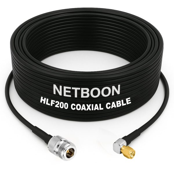 HLF200 RF Coaxial Cable with N Female to SMA Male Right Angle Connector High Precision Low Loss RF Cable for Wireless, Antenna & Testing Use