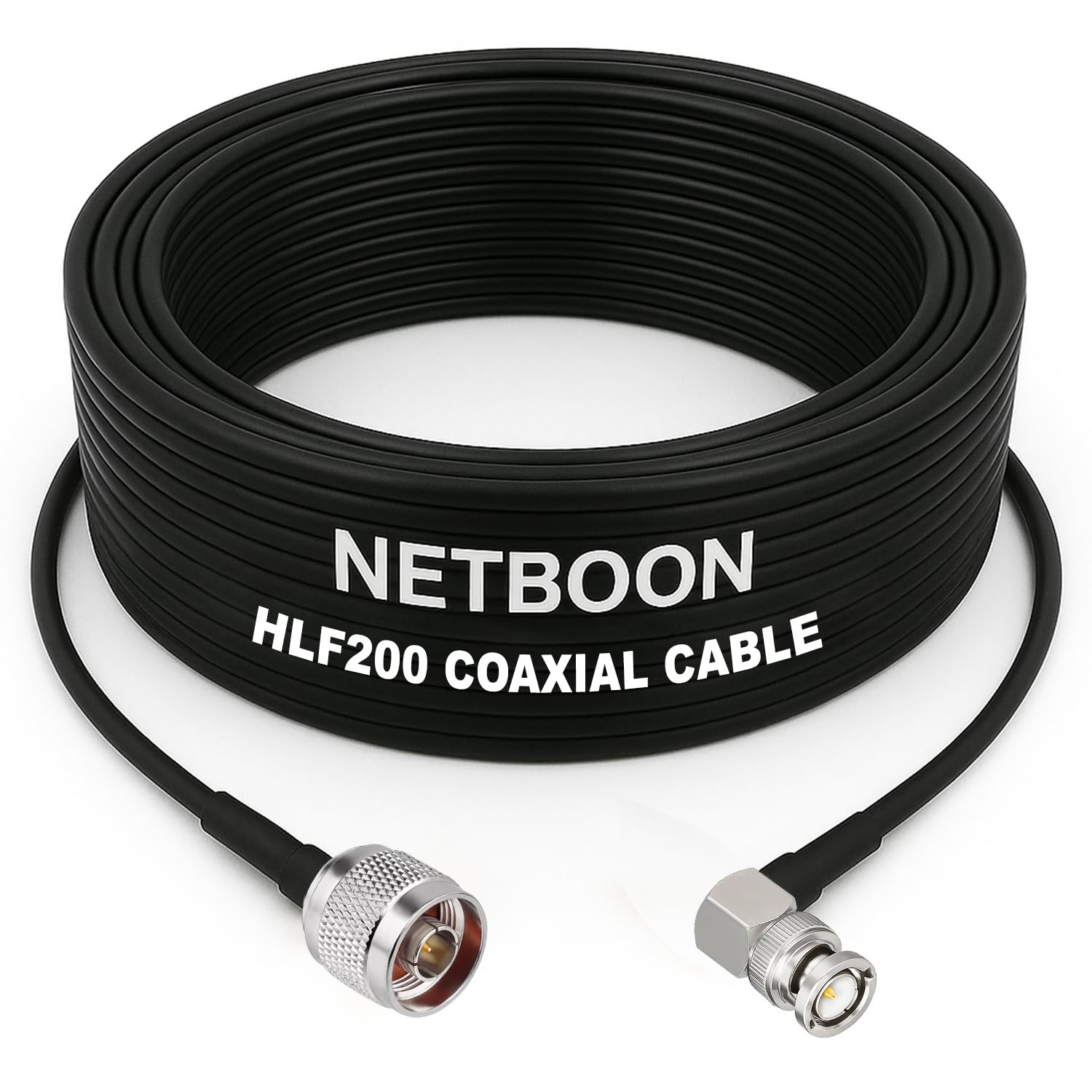 HLF200 RF Coaxial Cable with N Male to BNC Male Right Angle Connector Space-Saving Design for Precision RF Connections