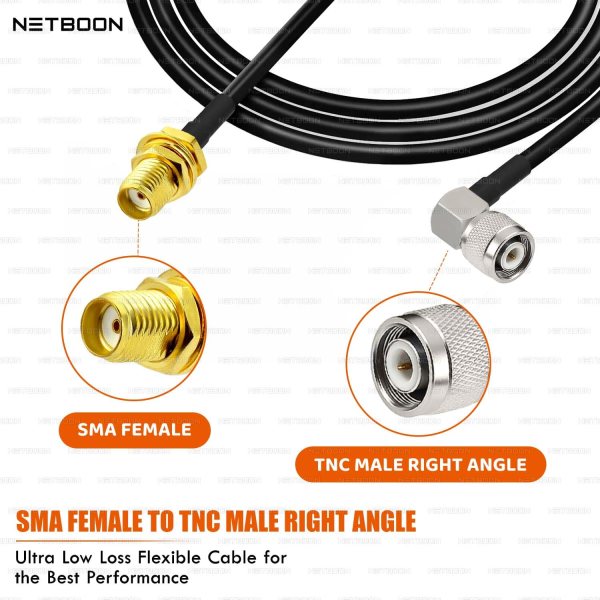 HLF200 RF Coaxial Cable with SMA Female to TNC Male Right Angle Connector | Enhanced RF Adaptability for Precision Signal Transmission