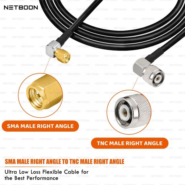 HLF200 RF Coaxial Cable with SMA Male Right Angle to TNC Male Right Angle Connector | Durable RF Cable for Antenna, GPS & Communication Systems