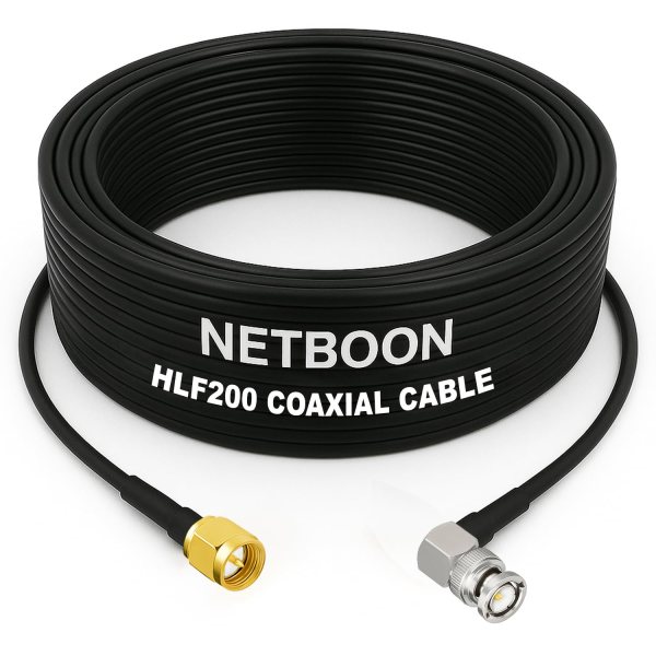 HLF200 RF Coaxial Cable with SMA Male to BNC Male Right Angle Connector Space-Saving RF Connection for Communication & Testing Equipment