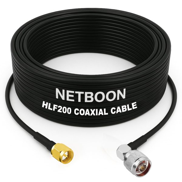 HLF200 RF Coaxial Cable with SMA Male to N Male Right Angle Connector Heavy-Duty RF Link Cable for Industrial & Communication Systems (1) HLF200 RF Coaxial Cable with SMA Male to N Male Right Angle Connector Heavy-Duty RF Link Cable for Industrial & Communication Systems