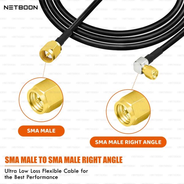 HLF200 RF Coaxial Cable with SMA Male to SMA Male Right Angle Connector | Compact RF Interconnect for High-Frequency Equipment