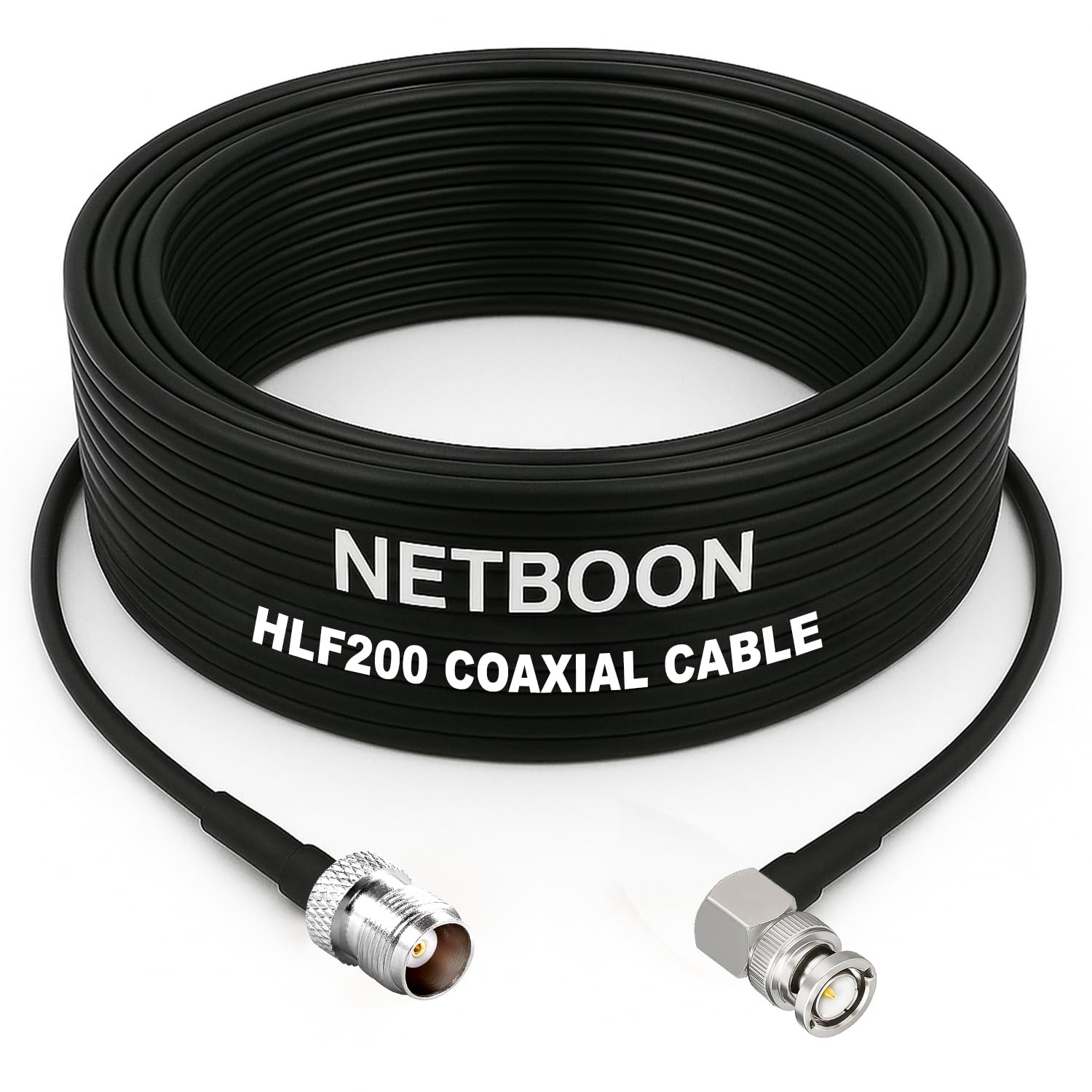 HLF200 RF Coaxial Cable with TNC Female to BNC Male Right Angle Connector Space-Saving RF Cable for Precision Signal Transmission