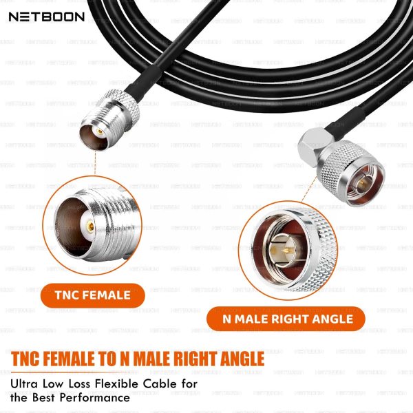 HLF200 RF Coaxial Cable with TNC Female to N Male Right Angle Connector Durable RF Link for High-Frequency & Outdoor Applications (2) HLF200 RF Coaxial Cable with TNC Female to N Male Right Angle Connector | Durable RF Link for High-Frequency & Outdoor Applications