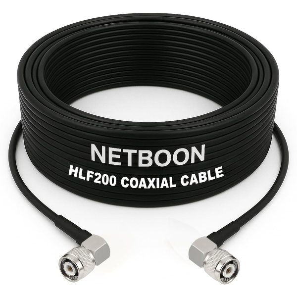 HLF200 RF Coaxial Cable with TNC Male Right Angle to TNC Male Right Angle Connector Compact Low-Loss Cable for Wireless, RF & Antenna Systems
