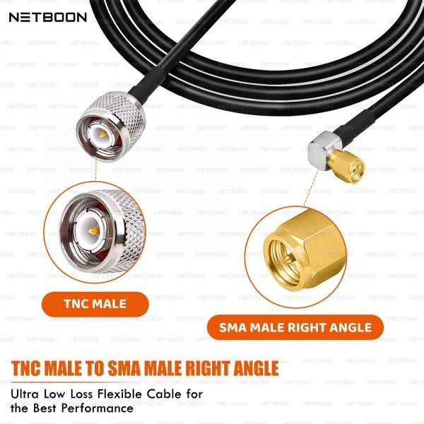 HLF200 RF Coaxial Cable with TNC Male to SMA Male Right Angle Connector Compact RF Adapter for Precision Signal Routing (2) HLF200 RF Coaxial Cable with TNC Male to SMA Male Right Angle Connector | Compact RF Adapter for Precision Signal Routing