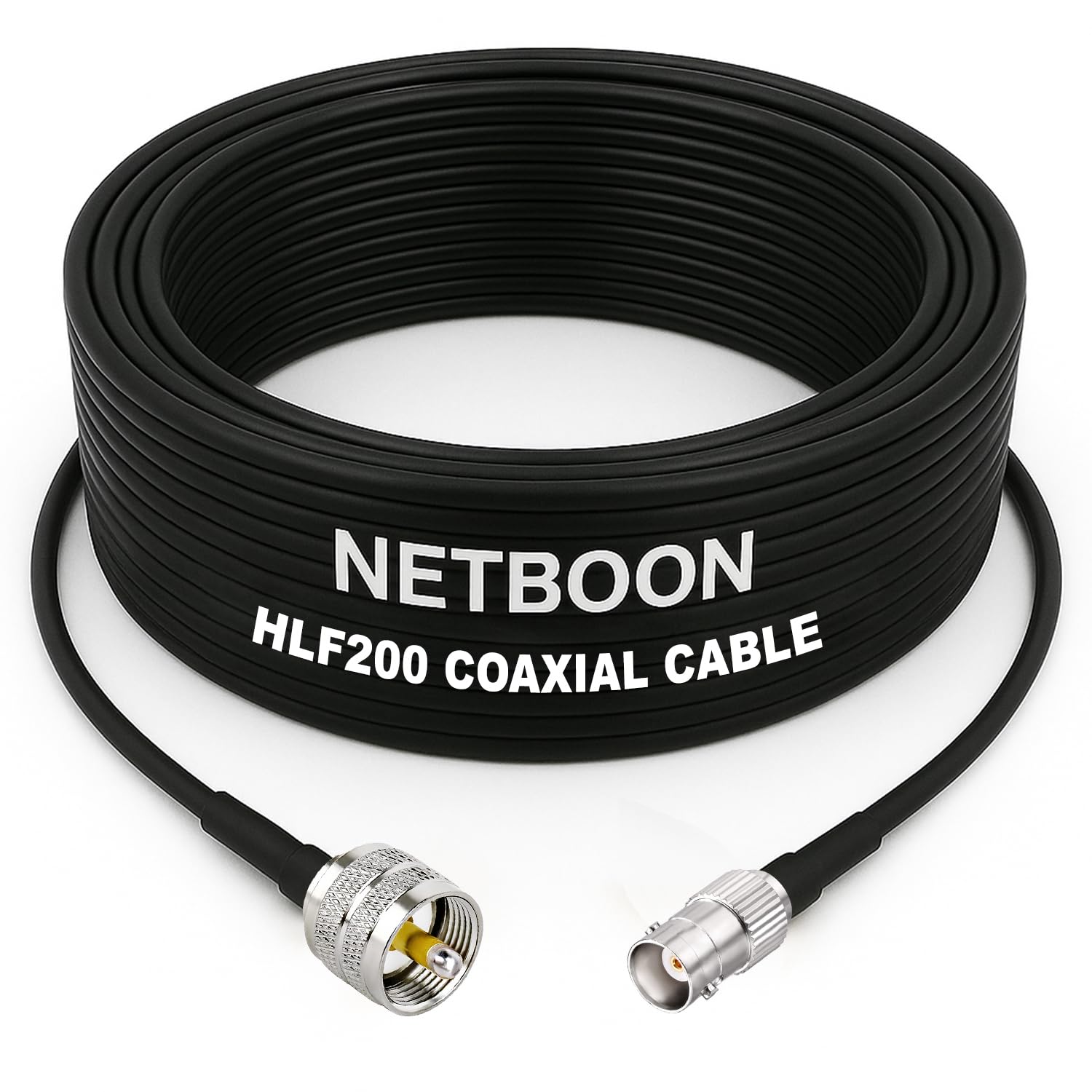 HLF200 RF Coaxial Cable with UHF Male to BNC Female Connector Stable RF Extension Cable for Testing & Antenna Applications