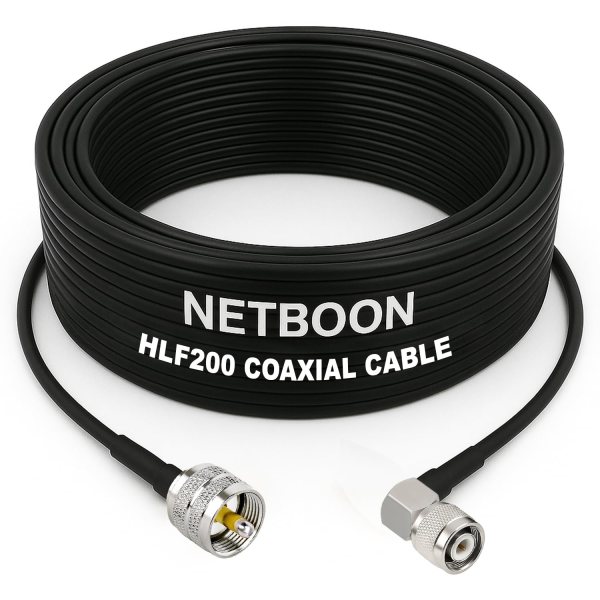 HLF200 RF Coaxial Cable with UHF Male to TNC Male Right Angle Connector Precision RF Adapter Cable for Tight-Space Installations