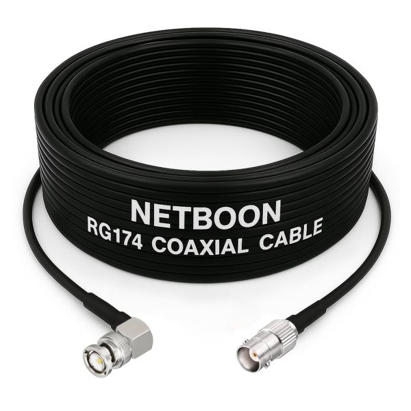 RG174 RF Coaxial Cable with BNC Male Right Angle to BNC Female Connector Flexible 50 Ohm Adapter Cable for Cameras, RF & Test Equipment