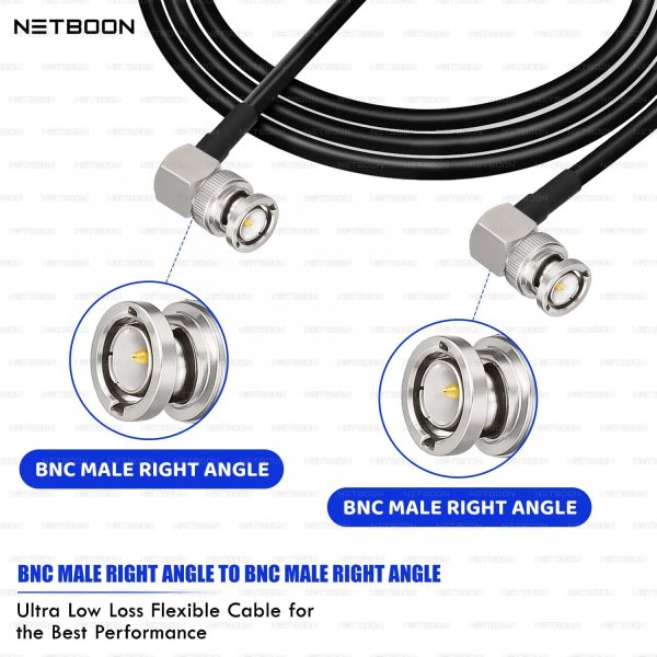 RG174 RF Coaxial Cable with BNC Male Right Angle to BNC Male Right Angle Connector | 50 Ohm Low Loss Flexible Cable up to 3 GHz for CCTV, Test Equipment & RF Systems