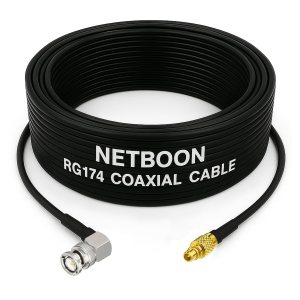 RG174 RF Coaxial Cable with BNC Male Right Angle to MMCX Male Connector Flexible RF Patch Lead for Antenna, GPS & Wireless Modules