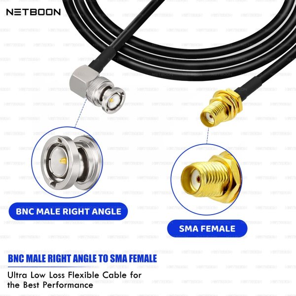 RG174 RF Coaxial Cable with BNC Male Right Angle to SMA Female Connector | Compact RF Link for Test, Antenna & Communication Systems