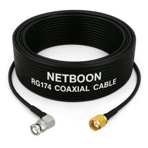 RG174 RF Coaxial Cable with BNC Male Right Angle to SMA Male Connector 50 Ohm Low Loss Flexible Cable for CCTV, RF Testing, Wi-Fi Modules & Communication Devices