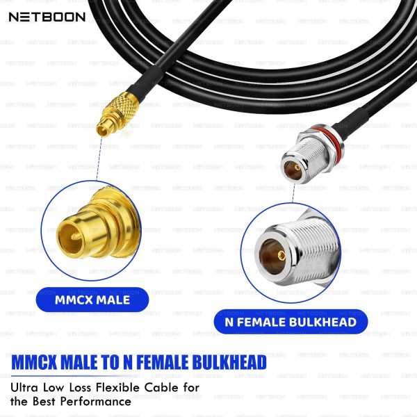 RG174 RF Coaxial Cable with MMCX Male to N Female Bulkhead Connector | Compact Flexible Cable for RF, GPS & Wireless Modules