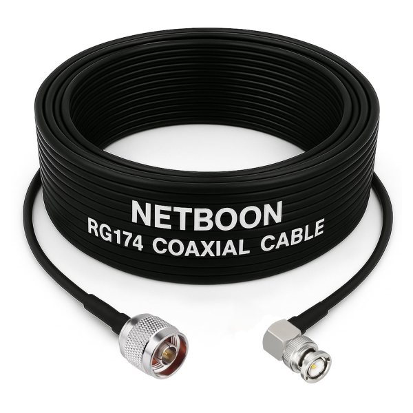 RG174 RF Coaxial Cable with N Male to BNC Male Right Angle Connector Flexible 50 Ohm Low Loss Cable for RF, GPS, and Communication Systems (1) RG174 RF Coaxial Cable with N Male to BNC Male Right Angle Connector Flexible 50 Ohm Low Loss Cable for RF, GPS, and Communication Systems