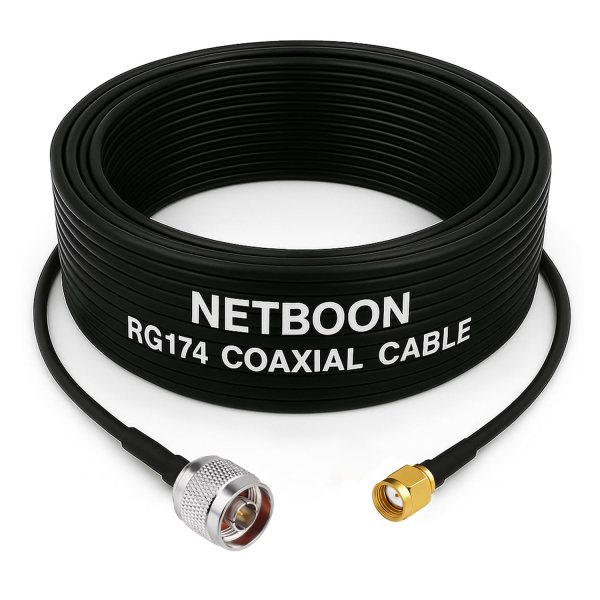 RG174 RF Coaxial Cable with N Male to N Female Bulkhead Connector 50 Ohm Flexible Low Loss Cable up to 3 GHz for Antenna, Router & RF Projects