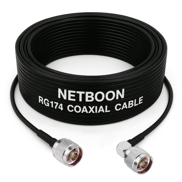 RG174 RF Coaxial Cable with N Male to N Male Right Angle Connector 50 Ohm Low Loss Flexible Cable up to 3 GHz for Wi-Fi Antenna, Router & RF Testing Applications (1) RG174 RF Coaxial Cable with N Male to N Male Right Angle Connector 50 Ohm Low Loss Flexible Cable up to 3 GHz for Wi-Fi Antenna, Router & RF Testing Applications