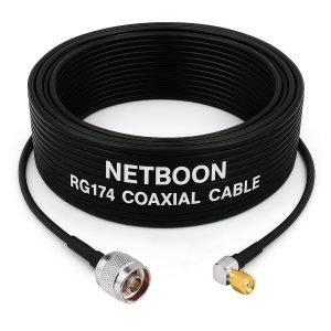RG174 RF Coaxial Cable with N Male to SMA Male Right Angle Connector 50 Ohm Flexible Low Loss Cable up to 3 GHz for RF, IoT & Antenna Applications (1) RG174 RF Coaxial Cable with N Male to SMA Male Right Angle Connector 50 Ohm Flexible Low Loss Cable up to 3 GHz for RF, IoT & Antenna Applications