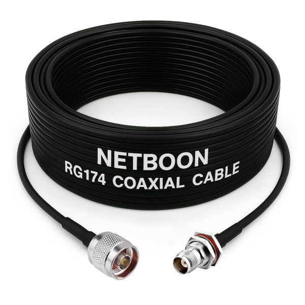 RG174 RF Coaxial Cable with N Male to TNC Female Bulkhead Connector 50 Ohm Low Loss Flexible Cable up to 3 GHz for RF Equipment, Antenna & Router (1) RG174 RF Coaxial Cable with N Male to TNC Female Bulkhead Connector | 50 Ohm Low Loss Flexible Cable up to 3 GHz for RF Equipment, Antenna & Router