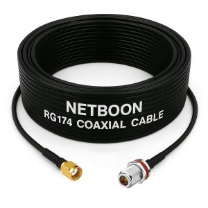 RG174 RF Coaxial Cable with RP-SMA Male to N Female Bulkhead Connector Flexible 50 Ohm Cable for RF, Antenna & Wireless Modules