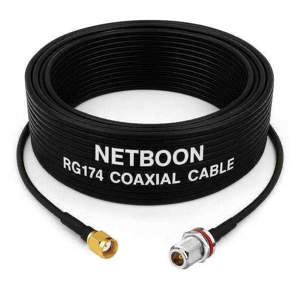 RG174 RF Coaxial Cable with RP-SMA Male to N Female Bulkhead Connector Flexible 50 Ohm Cable for RF, Antenna & Wireless Modules